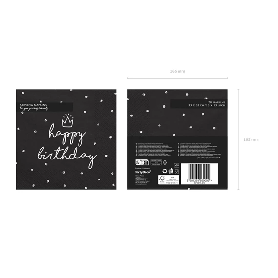 Szalvéta boldog születésnapot 33x33 cm S/20