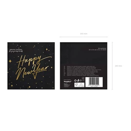 Szalvéta boldog új évet fekete 33x33 cm S/20