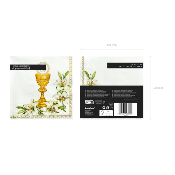 Szalvéta kehely fehér 33 x 33 cm S/20