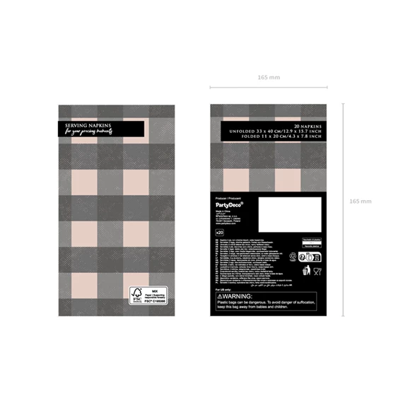 Szalvéta kockás 33x40 cm kevert S/20