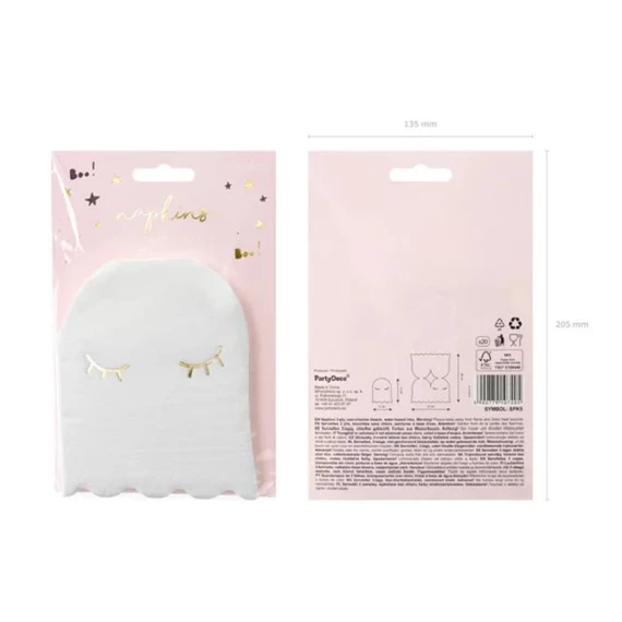 Szalvéta szellem formájú papír 22,5x28 cm fehér S/20