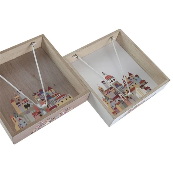 Szalvétatartó házakkal 18x18x4 cm 2 féle