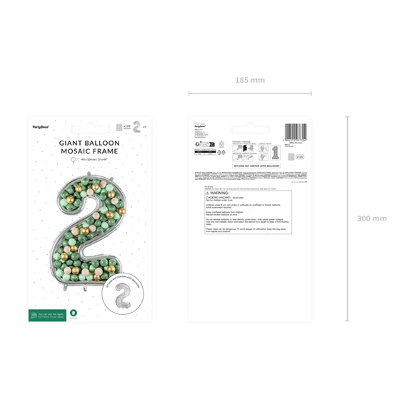 Számkeret 2-es latex lufikhoz 126 cm ezüst