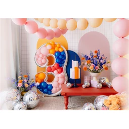 Számkeret 3-as latex lufikhoz 126 cm ezüst