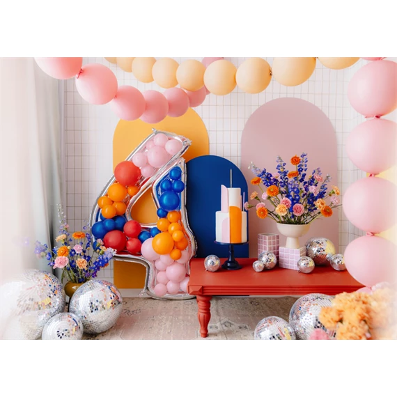 Számkeret 4-es latex lufikhoz 126 cm ezüst