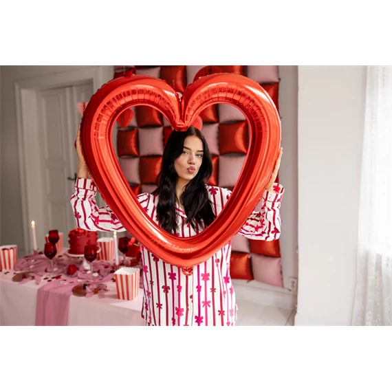 Szív alakú fólia lufi 86x83,5 cm piros