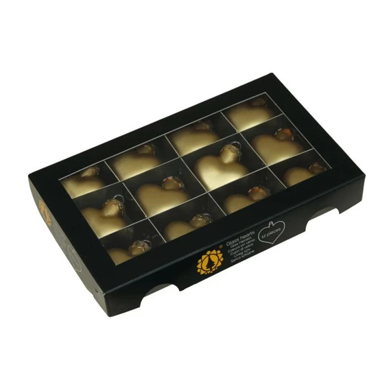 Szív 4 cm bright gold mat S/12