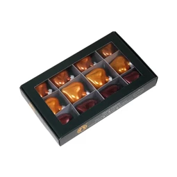 Szív 4 cm caramel brown S/12