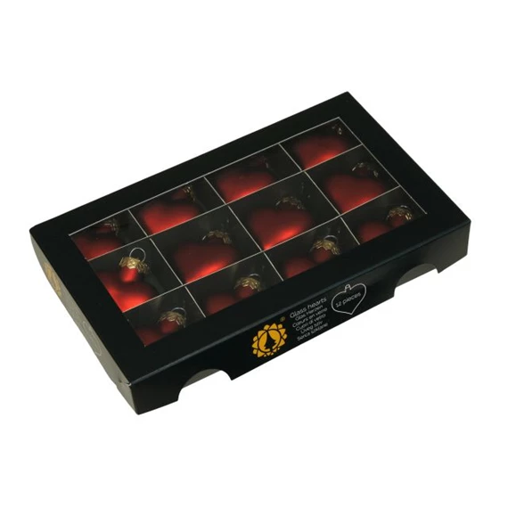 Szív 4 cm red mat S/12