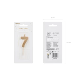 Születésnapi gyertya 7-es szám 4,5 cm arany