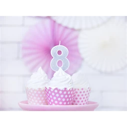 Születésnapi gyertya 8-as szám ezüst 7 cm