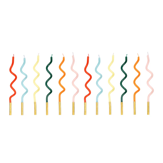 Születésnapi gyertya kunkor szivárvány, 14 cm, vegyes S/12