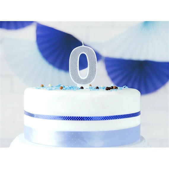 Szülinapi gyertya 0 szám ezüst 7 cm