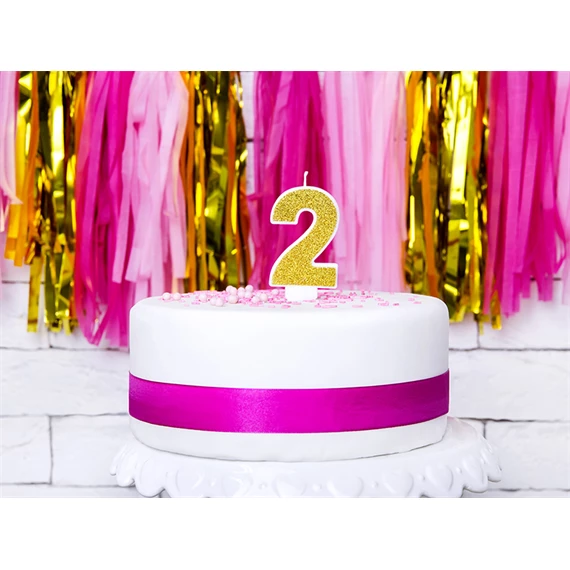 Szülinapi gyertya 2-es szám arany 7 cm