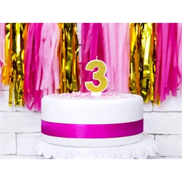 Szülinapi gyertya 3-as szám arany 7 cm