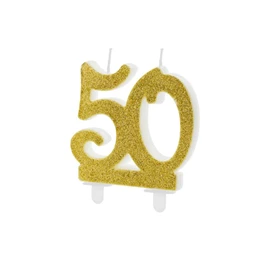 Szülinapi gyertya 50-es szám arany 7,5 cm