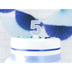 Szülinapi gyertya 5-ös szám ezüst 7 cm