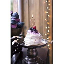 Szülinapi gyertya 5-ös szám rózsaarany 4,5 cm