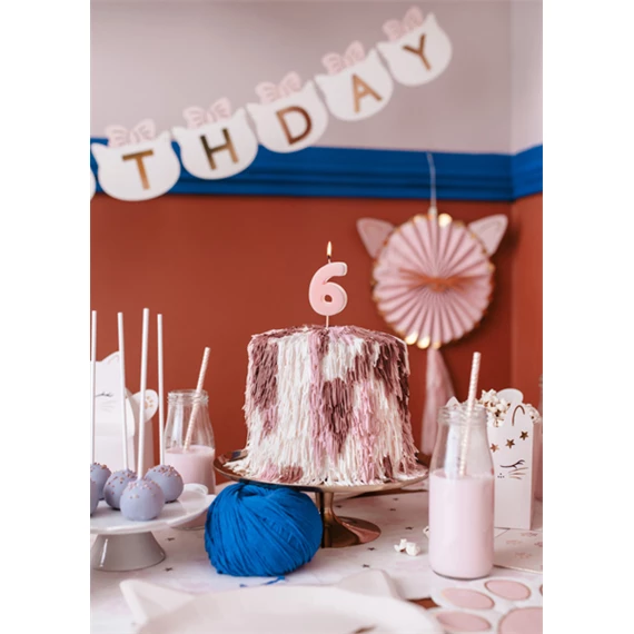 Szülinapi gyertya 6-os szám világos rózsaszín 5,5 cm