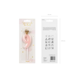 Szülinapi gyertya 9-es szám világos rózsaszín 9,5 cm