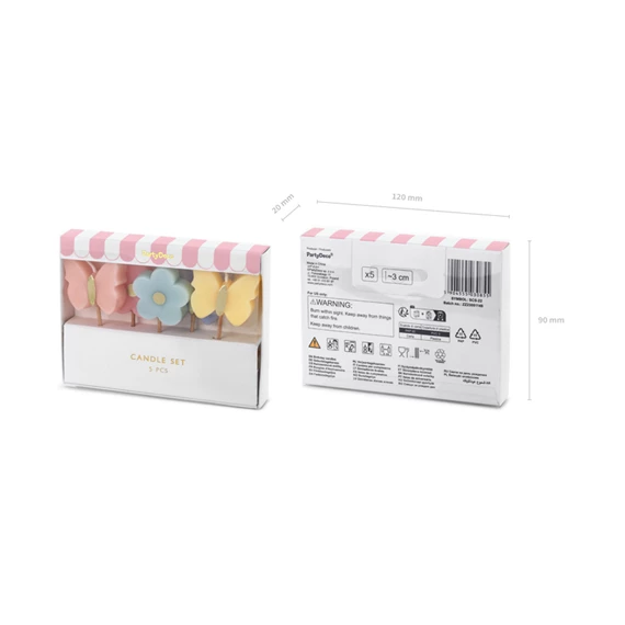 Szülinapi gyertyák pillangók 3,5 cm mix S/5