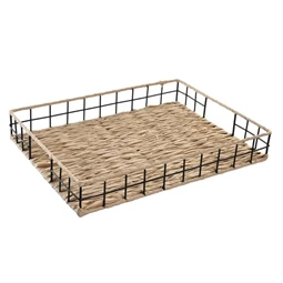 Tálca dekoráció fonott 40x30x6 cm