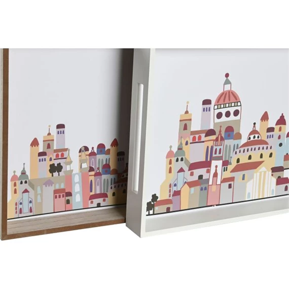 Tálca házakkal 40x30x5 cm 2 féle