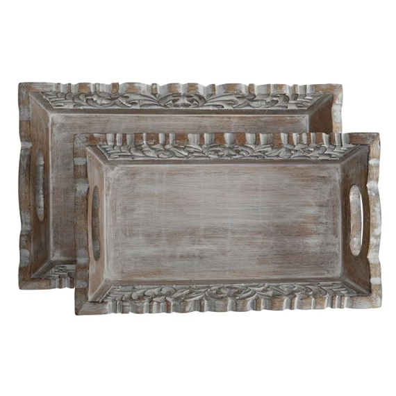 Tálca szett füllel szögletes 40,5x25,5x6,5 cm S/2