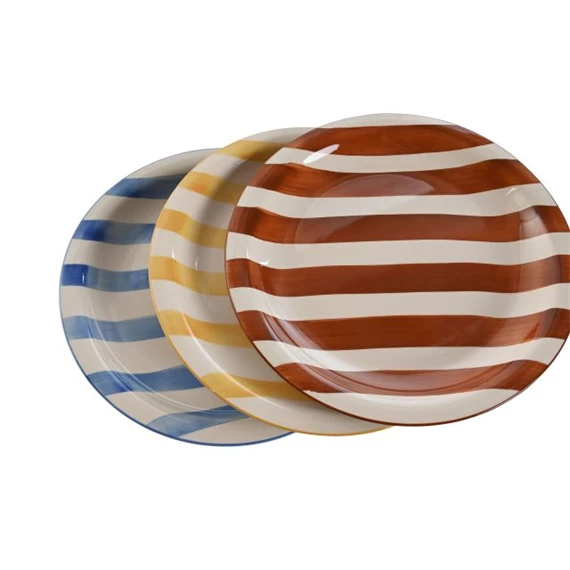 Tányér csíkos 26x26x3 cm 3 féle