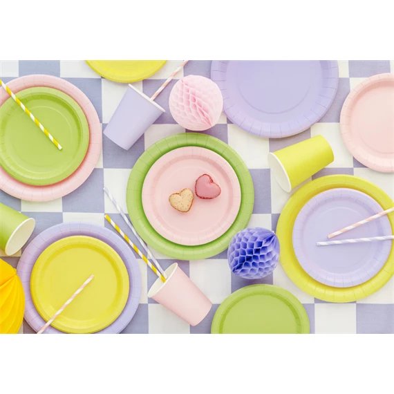 Tányér papír világos rózsaszín 18 cm S/6