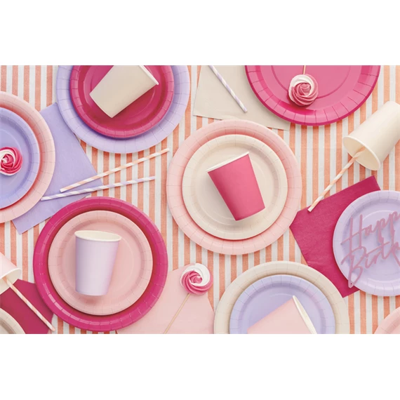 Tányér papír világos rózsaszín 18 cm S/6