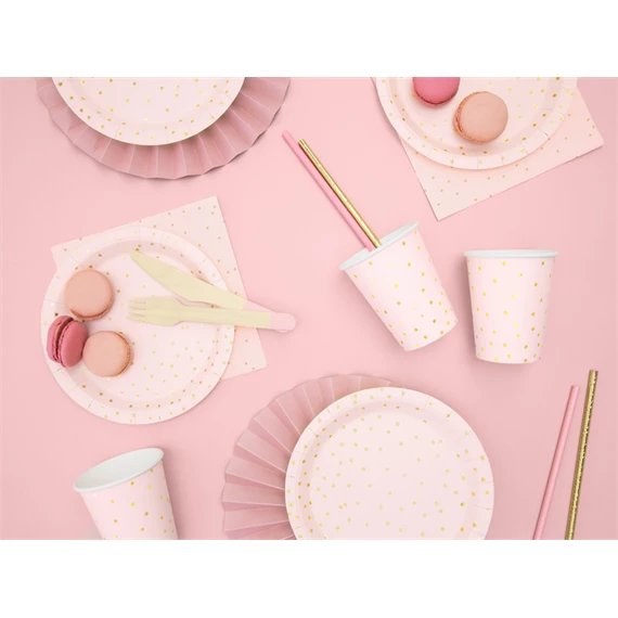 Papírtányér pöttyös világos rózsaszín 18 cm S/6