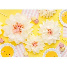 Papírdísz dekoráció virágok, krém, 30-20 cm S/5