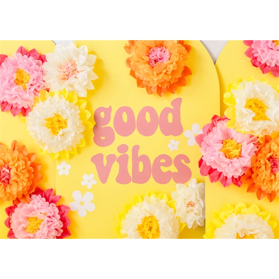 Papírdísz dekoráció virágok, krém, 30-20 cm S/5