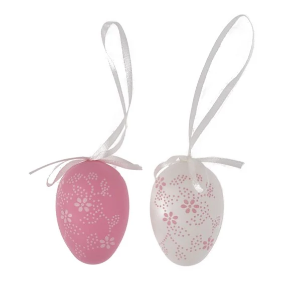 Tojás virág mintával, akasztós 6 cm S/6