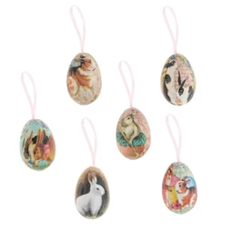 Tojás nyúl mintával, akasztós 4 cm S/12