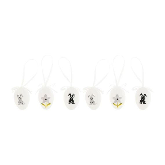 Tojás nyúllal, virággal, akasztós 4,5x4,5x35 cm S/6