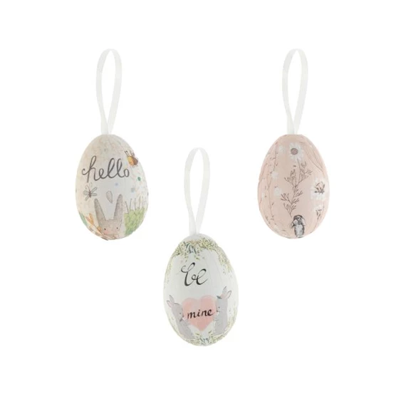 Tojás tavaszi mintával, akasztós 4 cm S/12