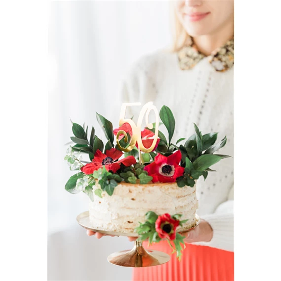 Tortadísz 50-es szám arany 20,5 cm