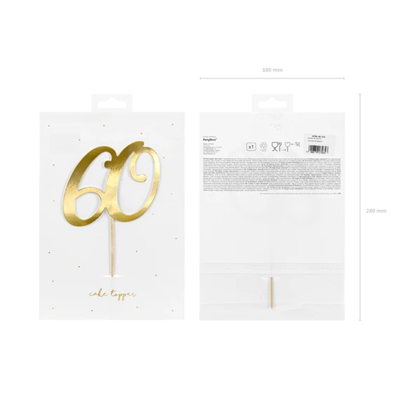 Tortadísz 60-as szám arany 21 cm