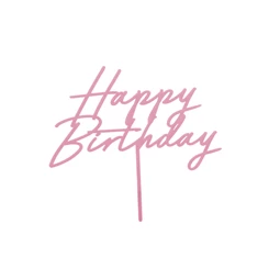 Tortadísz boldog születésnapot akril 16,5 cm világos rózsaszín