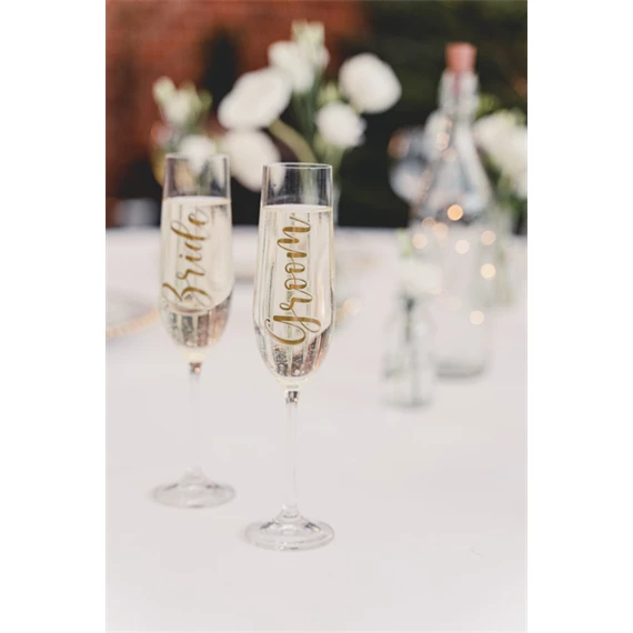 Üveg matrica bride & groom arany 7,5-8x4-4,5 cm S/2