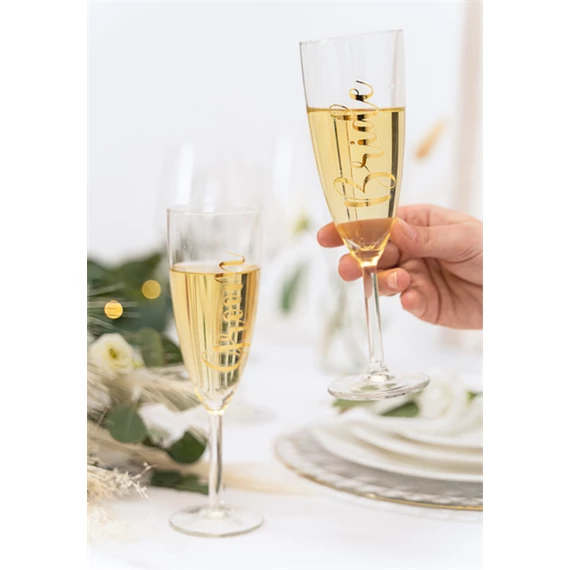 Üveg matrica bride & groom arany 7,5-8x4-4,5 cm S/2