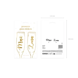 Üveg matrica férj és feleség arany 7,5-8x4-4,5 cm S/2