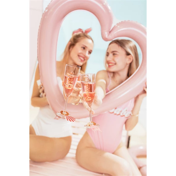 Üveg matrica menyasszony és koszorúslány rózsaarany 7,5-10x3-4,5 cm S/6