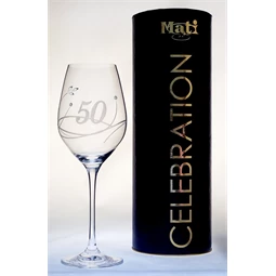 Boros pohár "Celebration 50 yr" felirattal, Swarovski kristállyal 360 ml 22,5x8 cm
