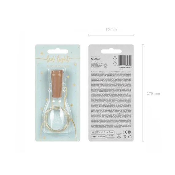 Üvegdugó LED világítással műanyag 197cm natúr