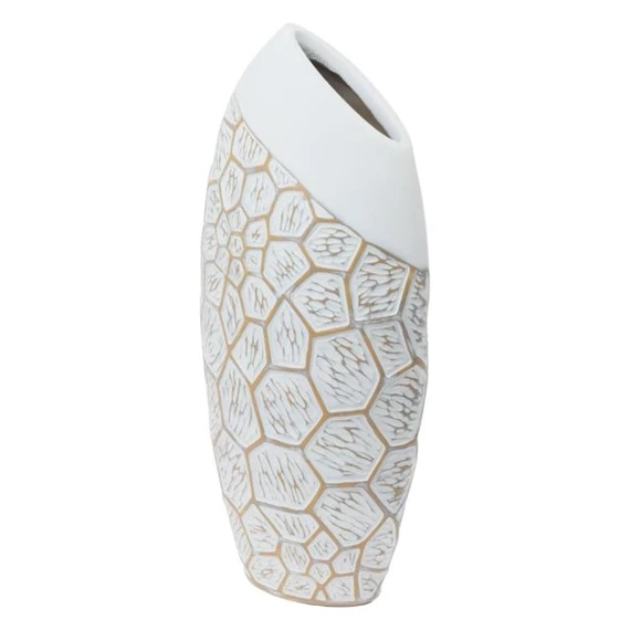 Váza poly 25x18x50 cm fehér, bronz