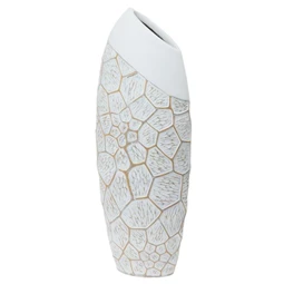 Váza poly 27x21x66 cm fehér, bronz