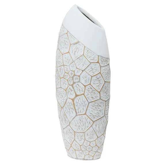 Váza poly 27x21x66 cm fehér, bronz
